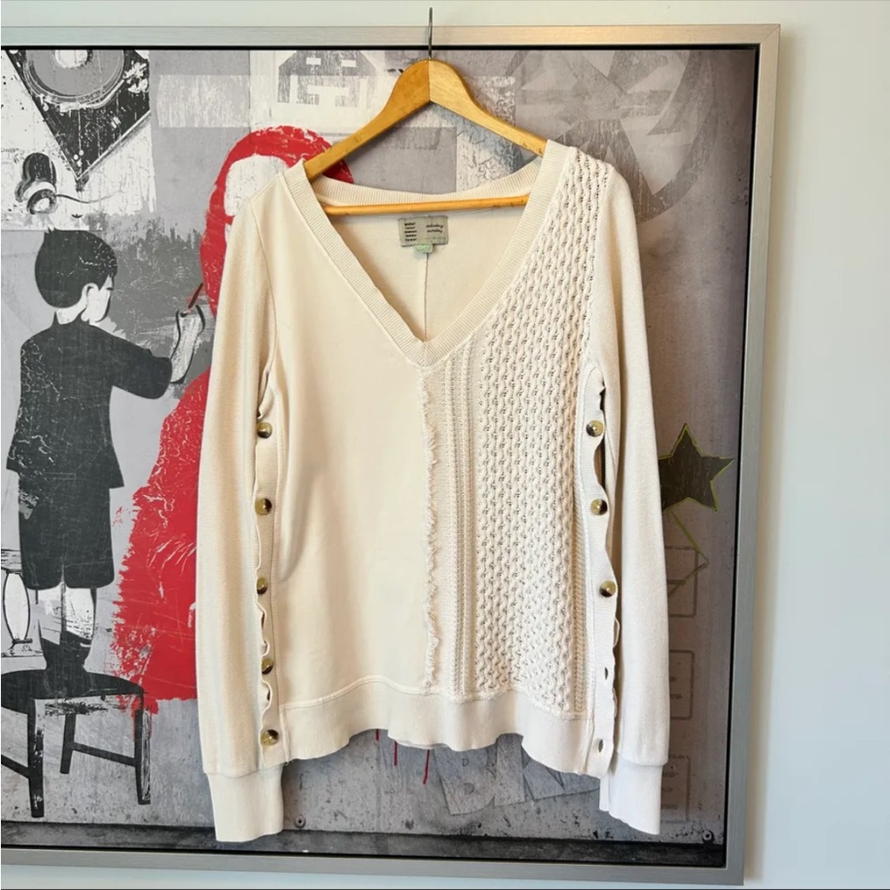 Anthropologie V Neck Cotton Knit Sweater